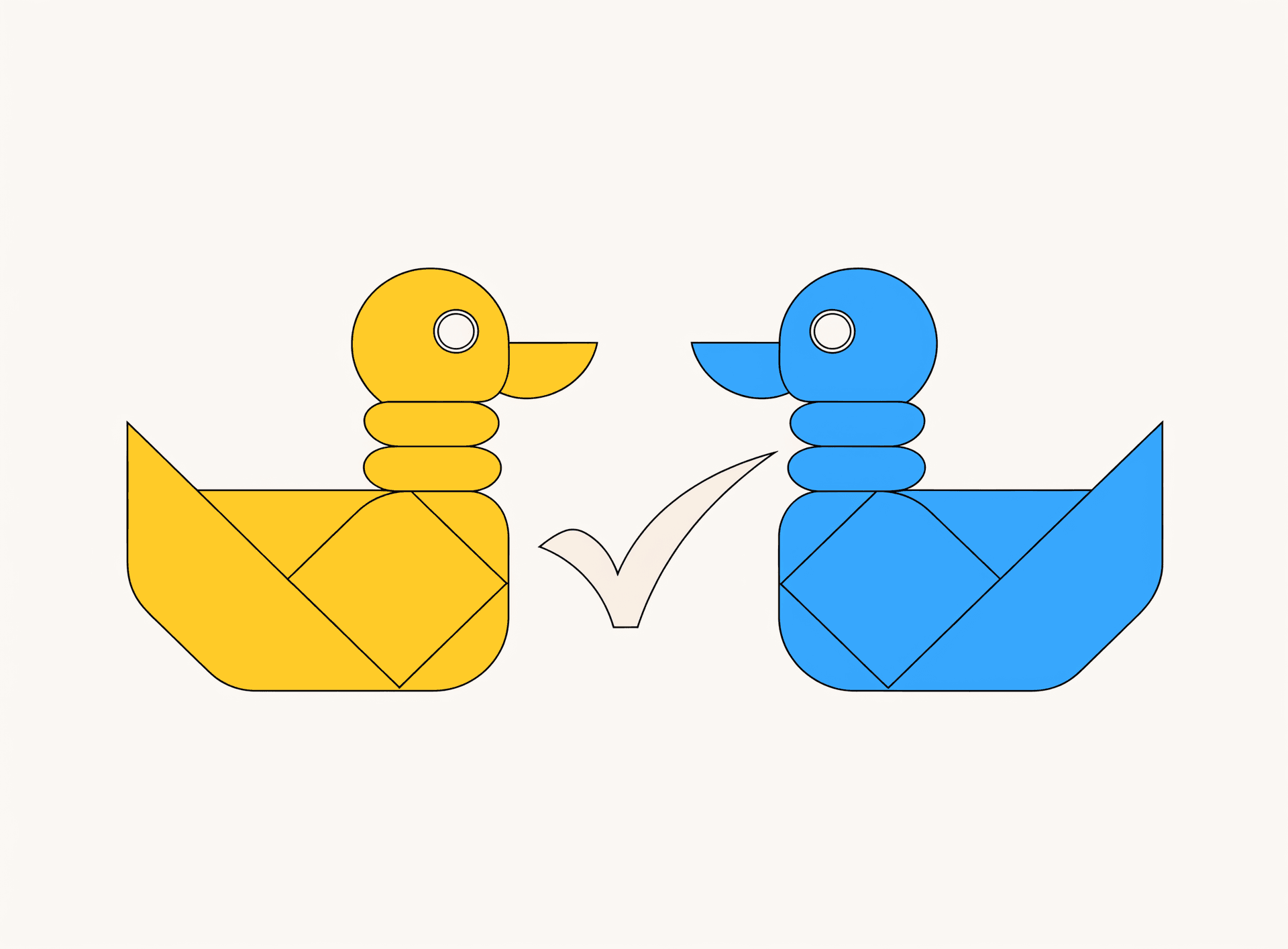 Playful illustration of two AI models checking each other's work